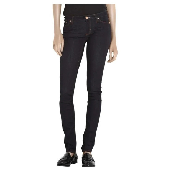 Acne Studios Kex Soft Raw Straight Leg Skinny Jeans Dark Wash Low rise Size 27 - Picture 1 of 15